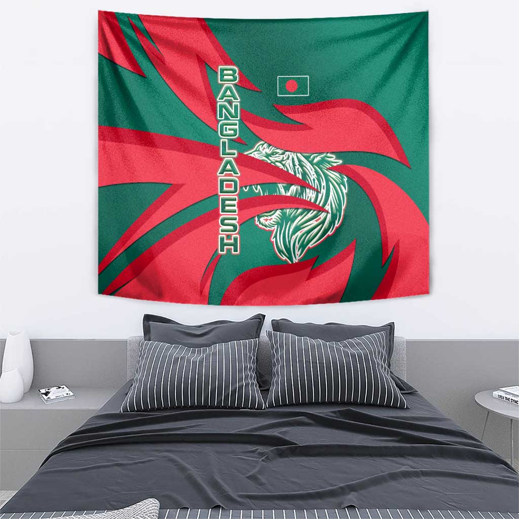 Bangladesh Tapestry with Tiger Bengal Design and National Emblem Motif