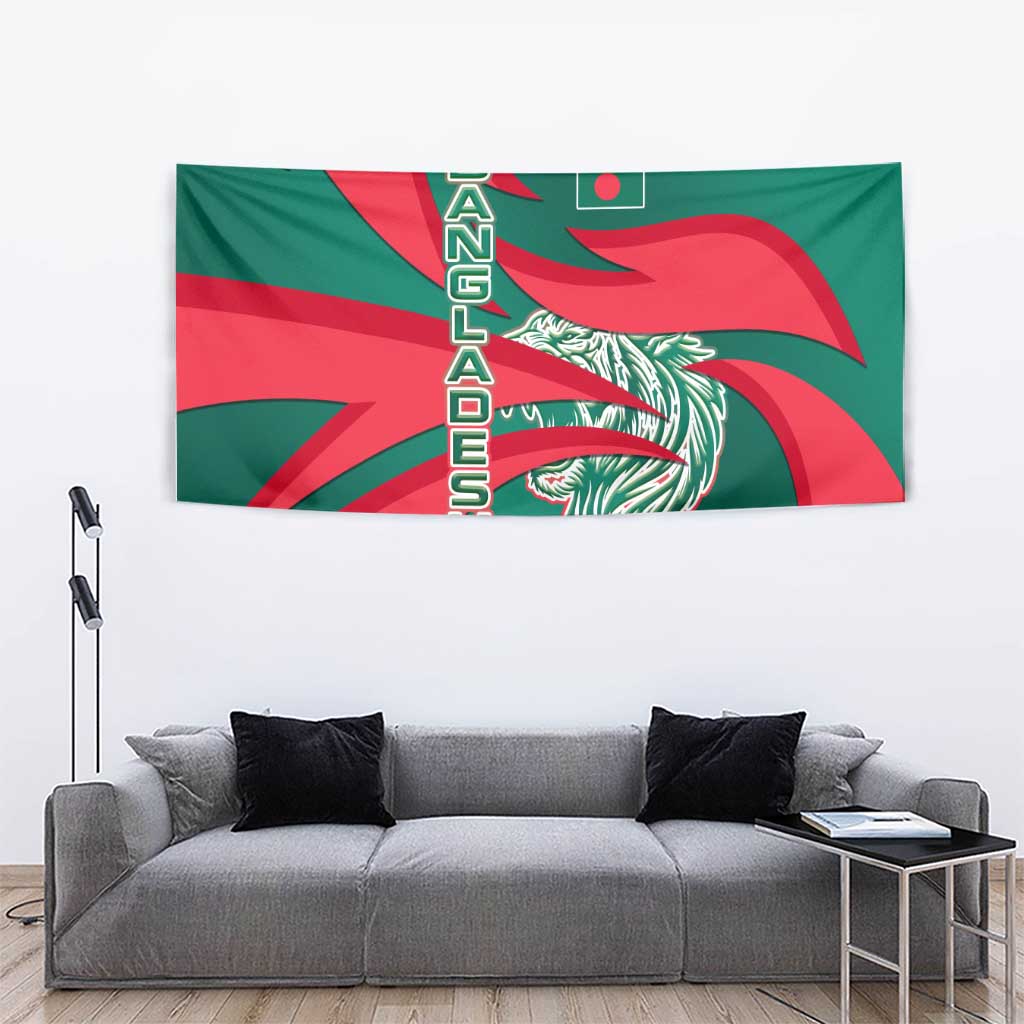 Bangladesh Tapestry with Tiger Bengal Design and National Emblem Motif