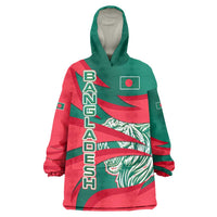 Bangladesh Wearable Blanket Hoodie with Tiger Bengal Design and National Emblem Motif