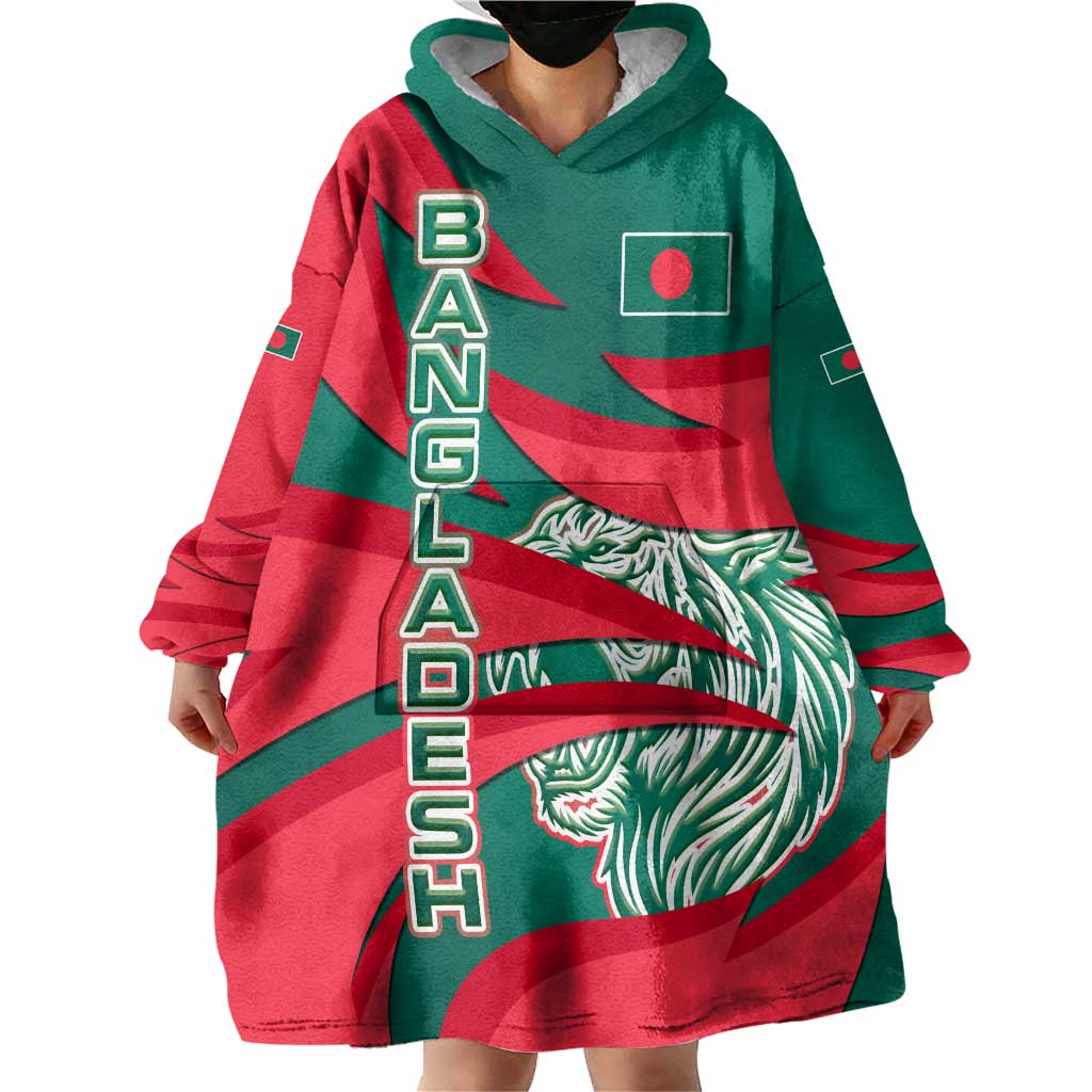 Bangladesh Wearable Blanket Hoodie with Tiger Bengal Design and National Emblem Motif