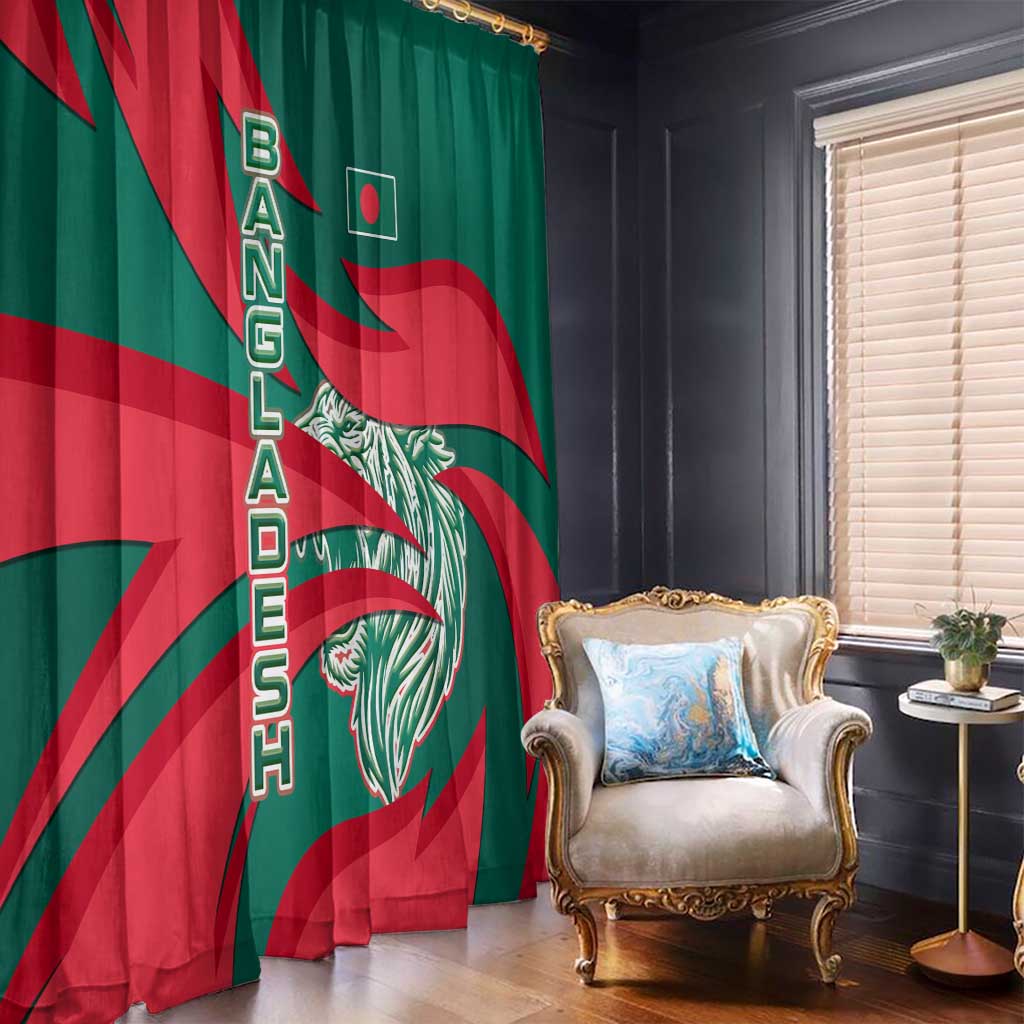 Bangladesh Window Curtain with Tiger Bengal Design and National Emblem Motif