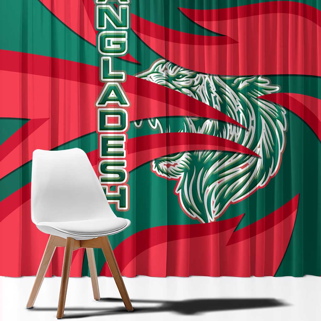 Bangladesh Window Curtain with Tiger Bengal Design and National Emblem Motif