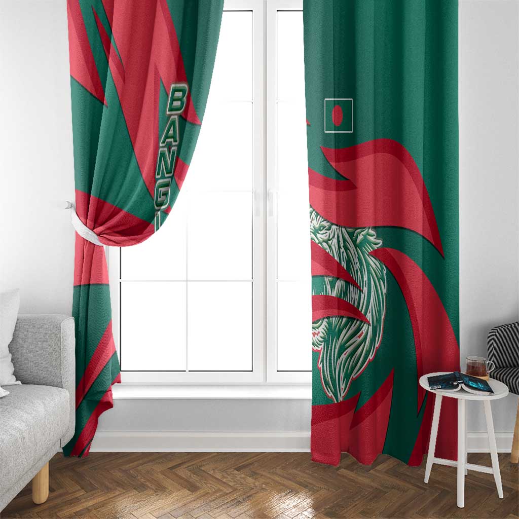Bangladesh Window Curtain with Tiger Bengal Design and National Emblem Motif