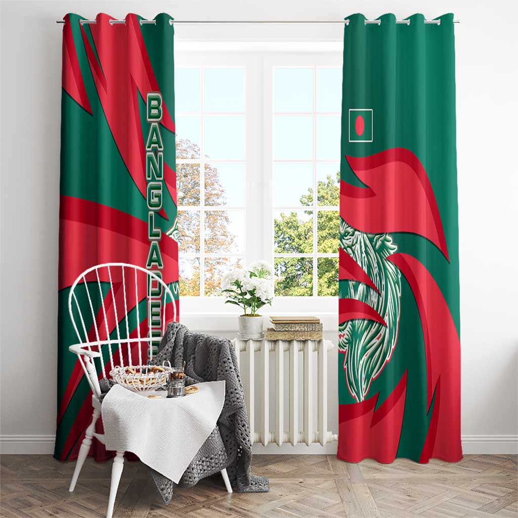 Bangladesh Window Curtain with Tiger Bengal Design and National Emblem Motif