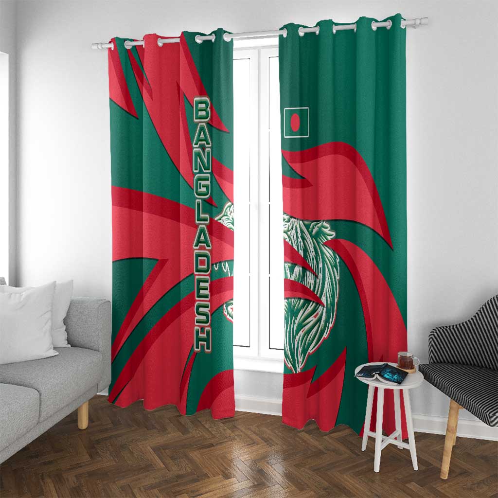 Bangladesh Window Curtain with Tiger Bengal Design and National Emblem Motif