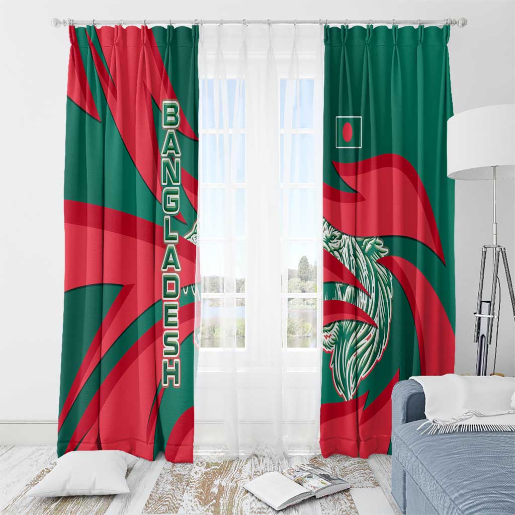Bangladesh Window Curtain with Tiger Bengal Design and National Emblem Motif
