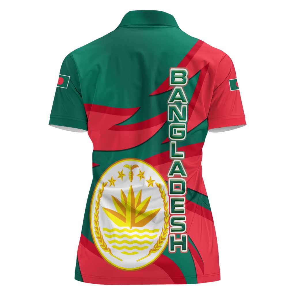 Bangladesh Women Polo Shirt with Tiger Bengal Design and National Emblem Motif