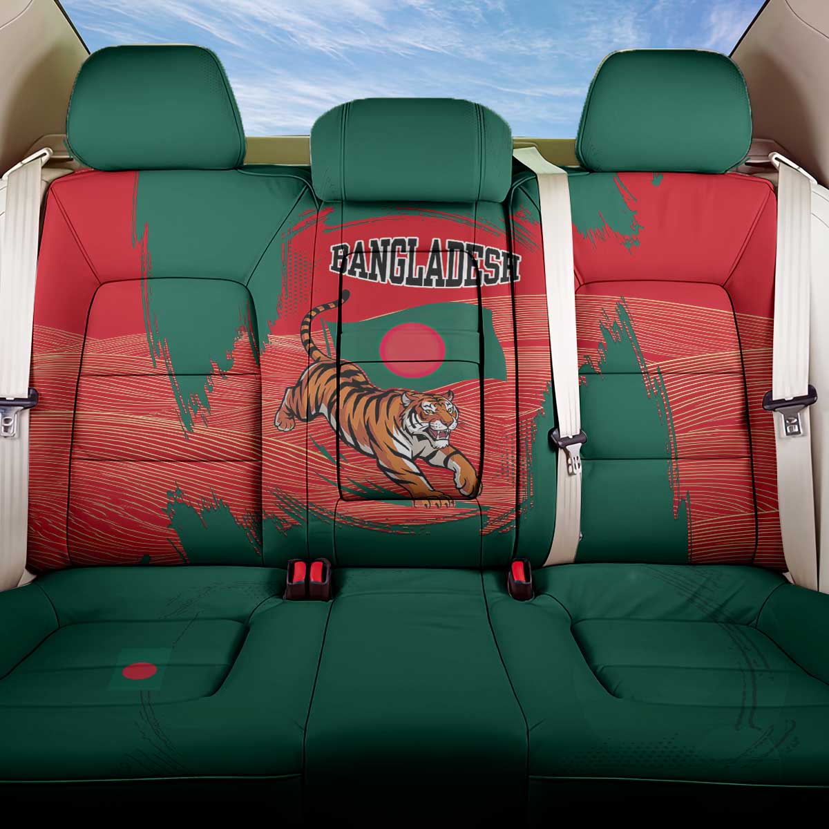 Bangladesh Flag Back Car Seat Cover with Royal Bengal Tiger Design