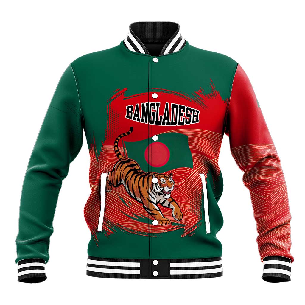 Bangladesh Flag Baseball Jacket with Royal Bengal Tiger Design