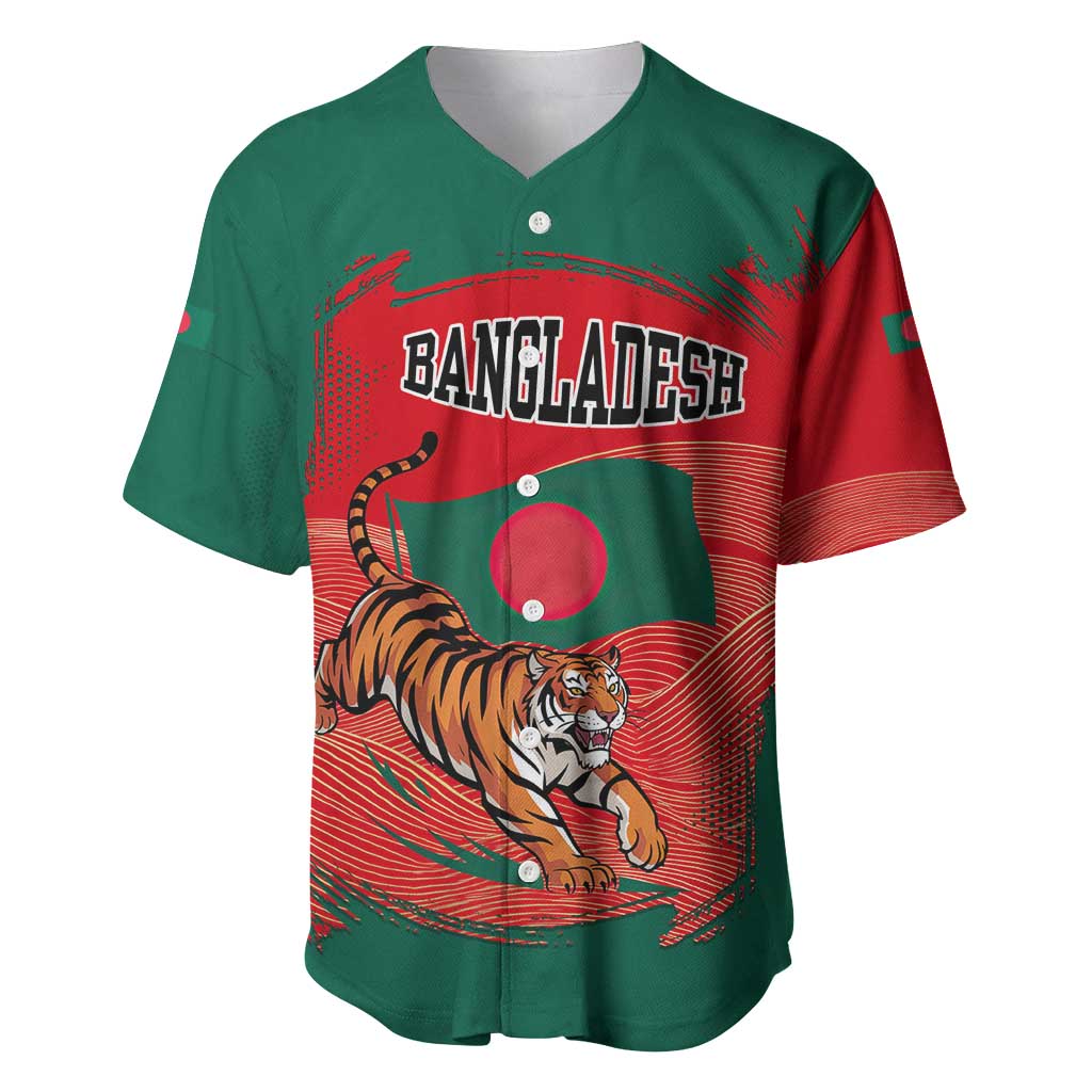 Bangladesh Flag Baseball Jersey with Royal Bengal Tiger Design