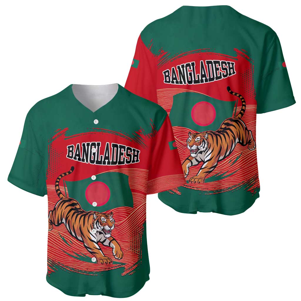Bangladesh Flag Baseball Jersey with Royal Bengal Tiger Design