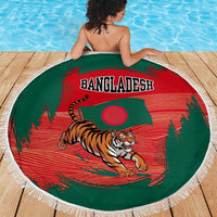 Bangladesh Flag Beach Blanket with Royal Bengal Tiger Design