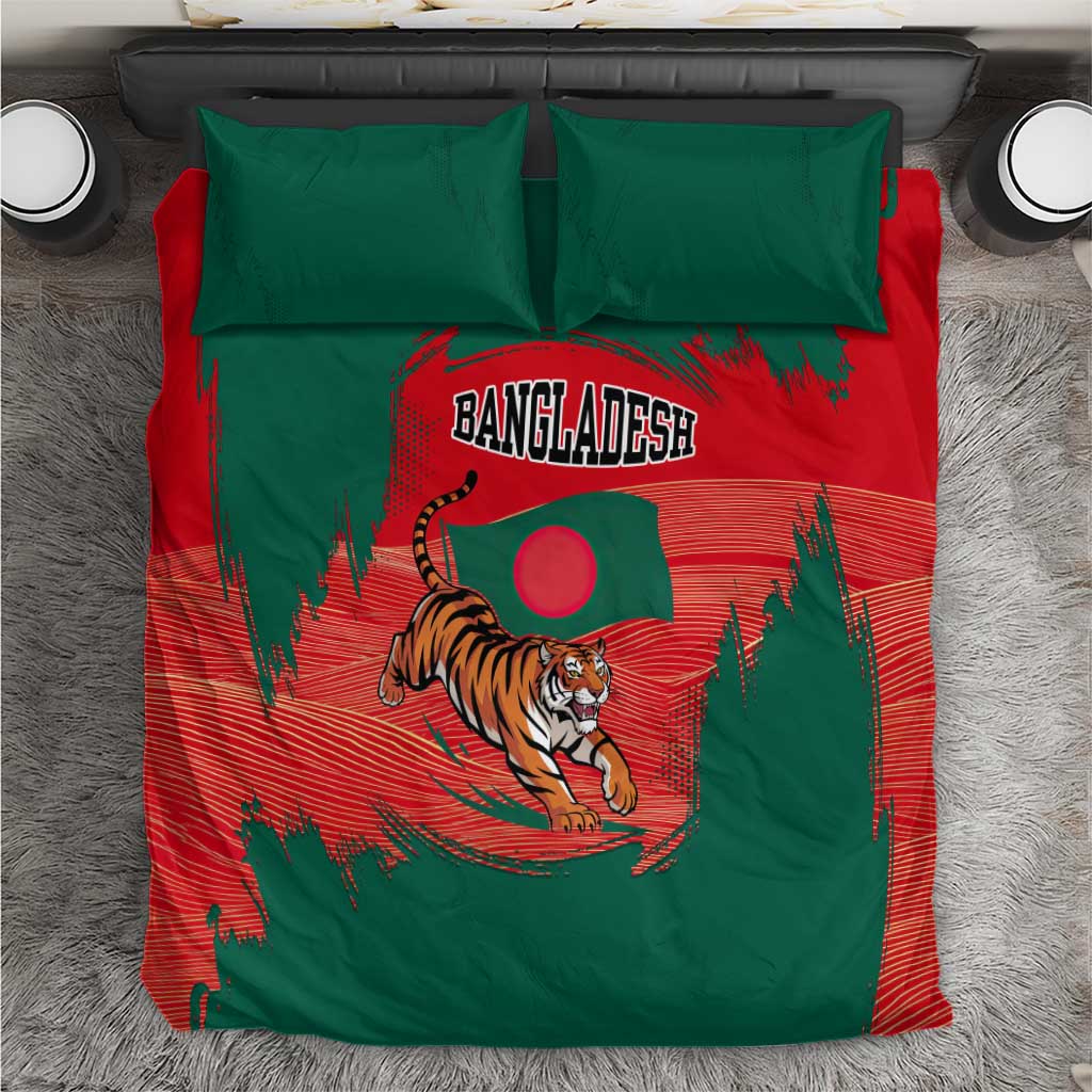 Bangladesh Flag Bedding Set with Royal Bengal Tiger Design