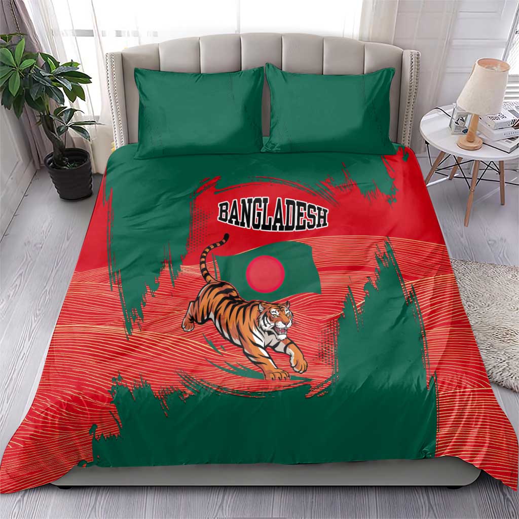 Bangladesh Flag Bedding Set with Royal Bengal Tiger Design