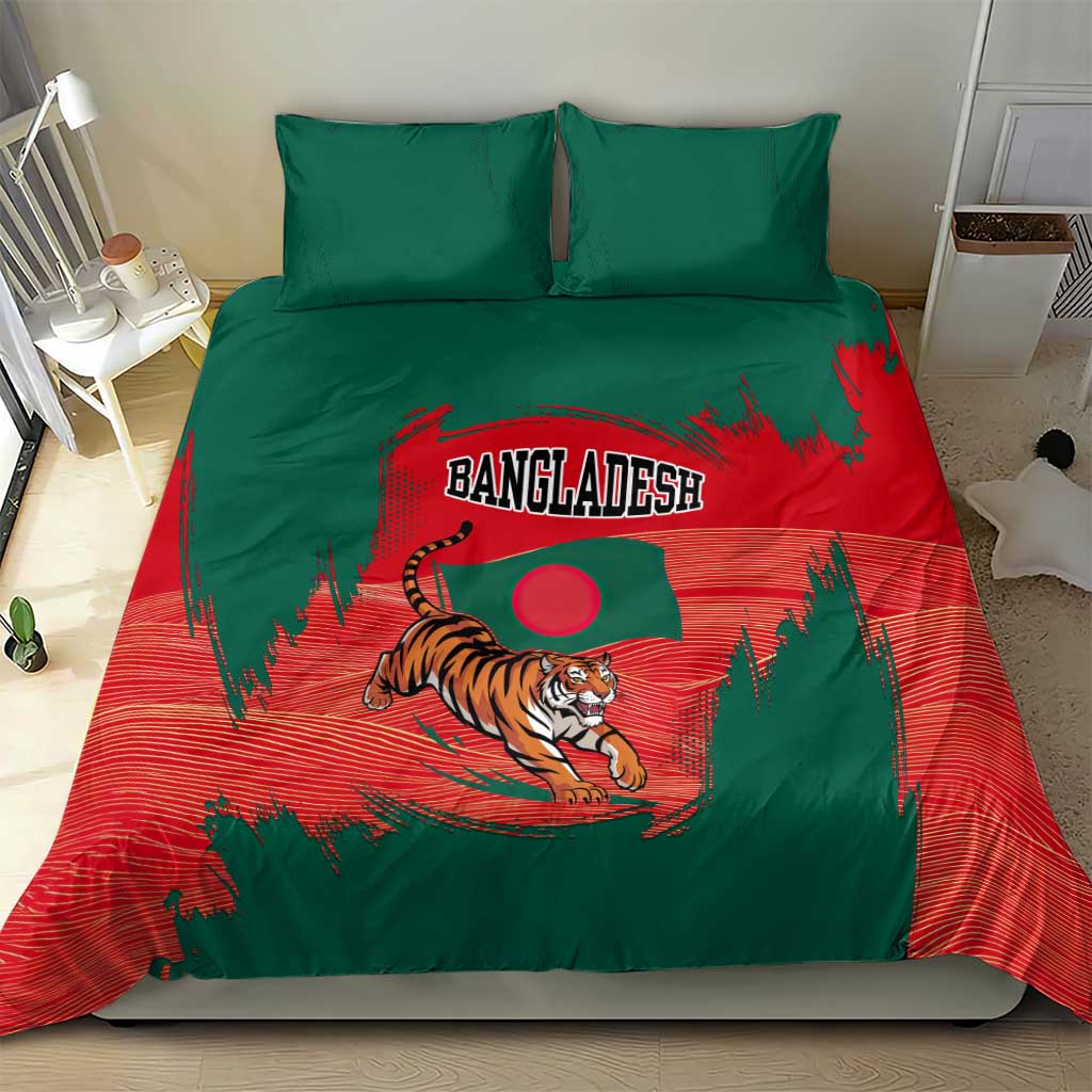 Bangladesh Flag Bedding Set with Royal Bengal Tiger Design