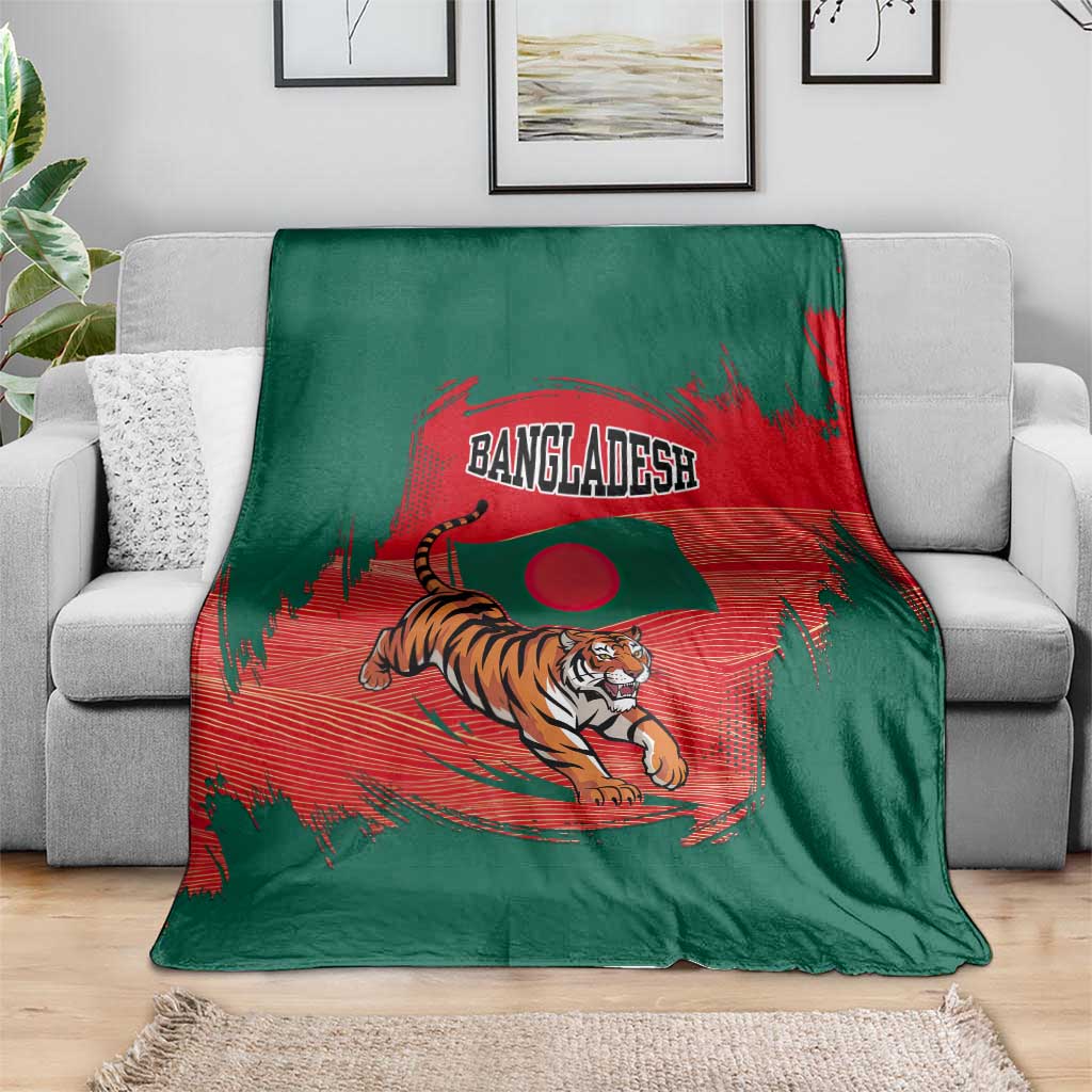 Bangladesh Flag Blanket with Royal Bengal Tiger Design