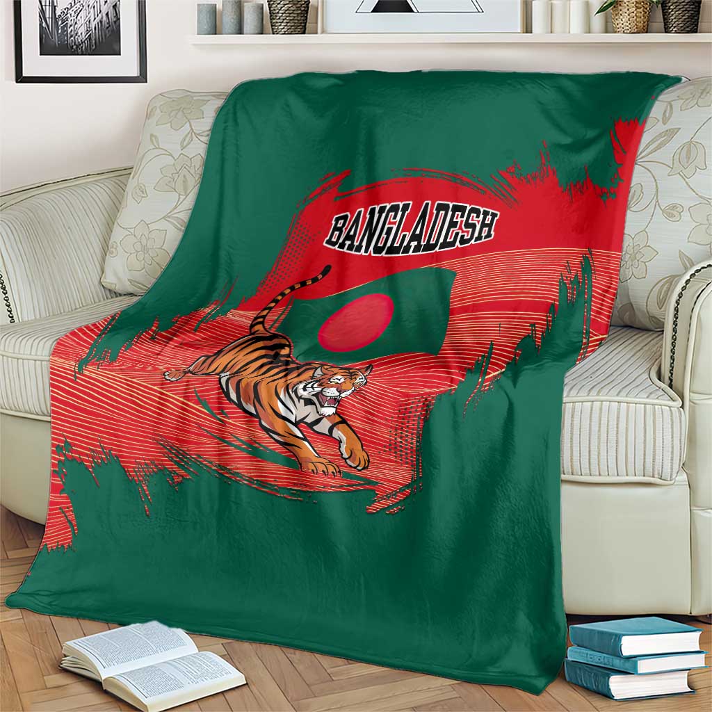 Bangladesh Flag Blanket with Royal Bengal Tiger Design