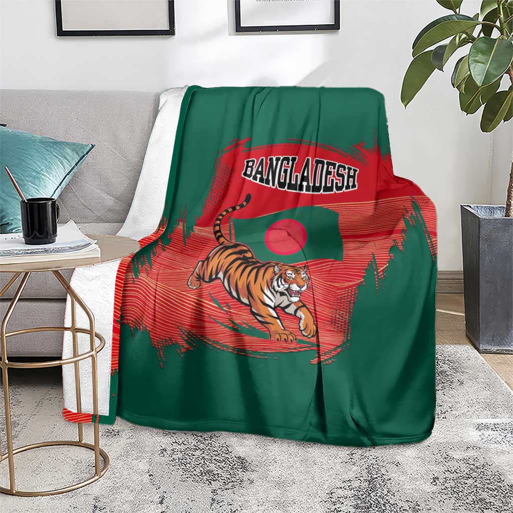 Bangladesh Flag Blanket with Royal Bengal Tiger Design