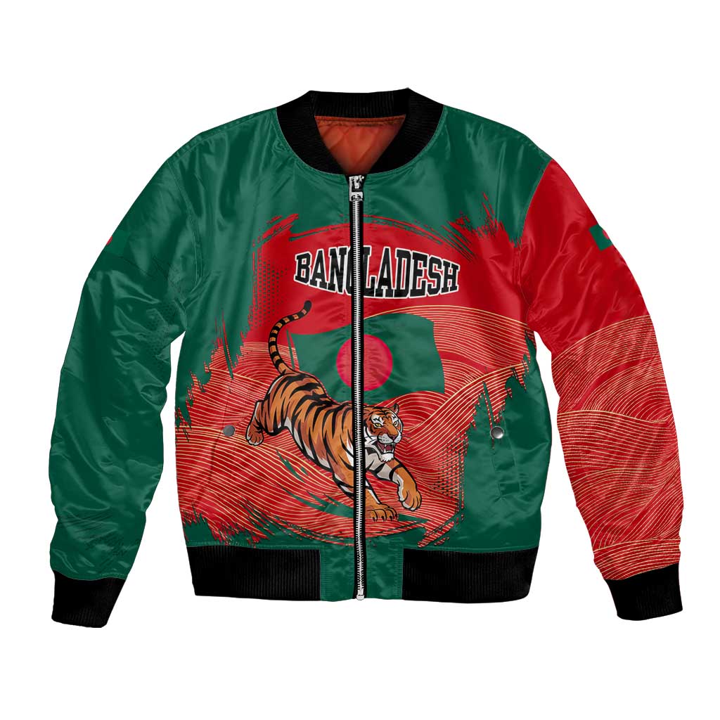 Bangladesh Flag Bomber Jacket with Royal Bengal Tiger Design