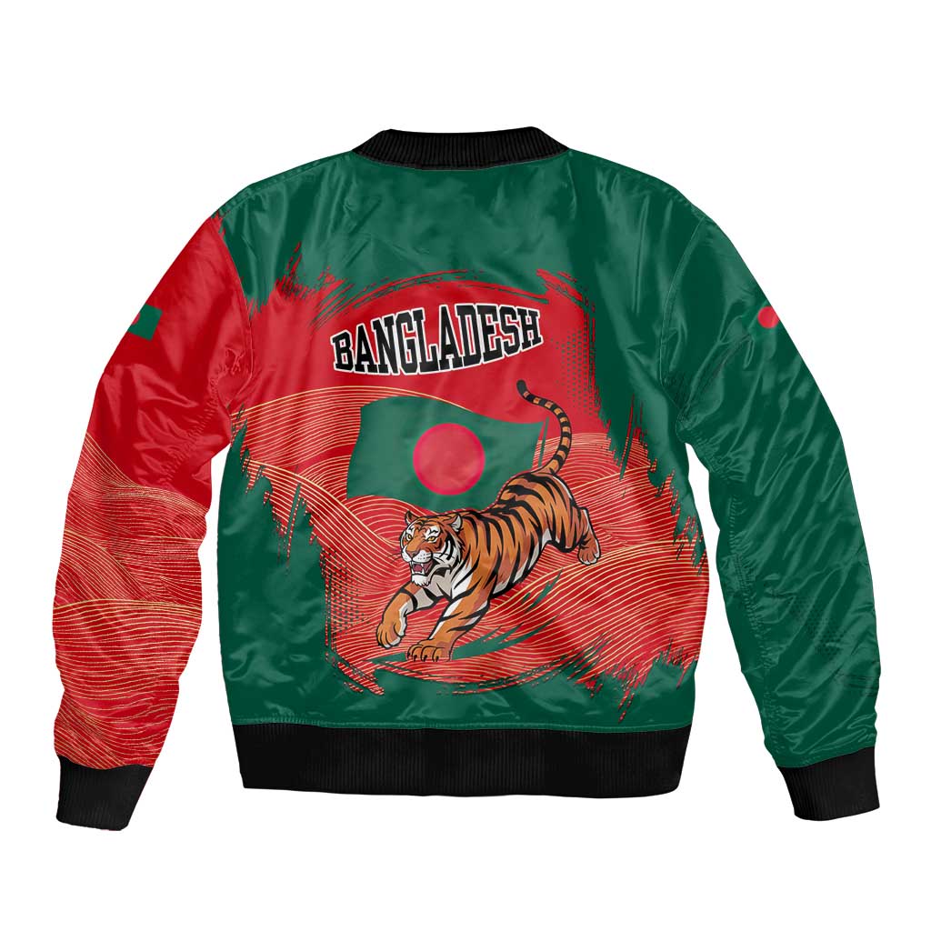 Bangladesh Flag Bomber Jacket with Royal Bengal Tiger Design