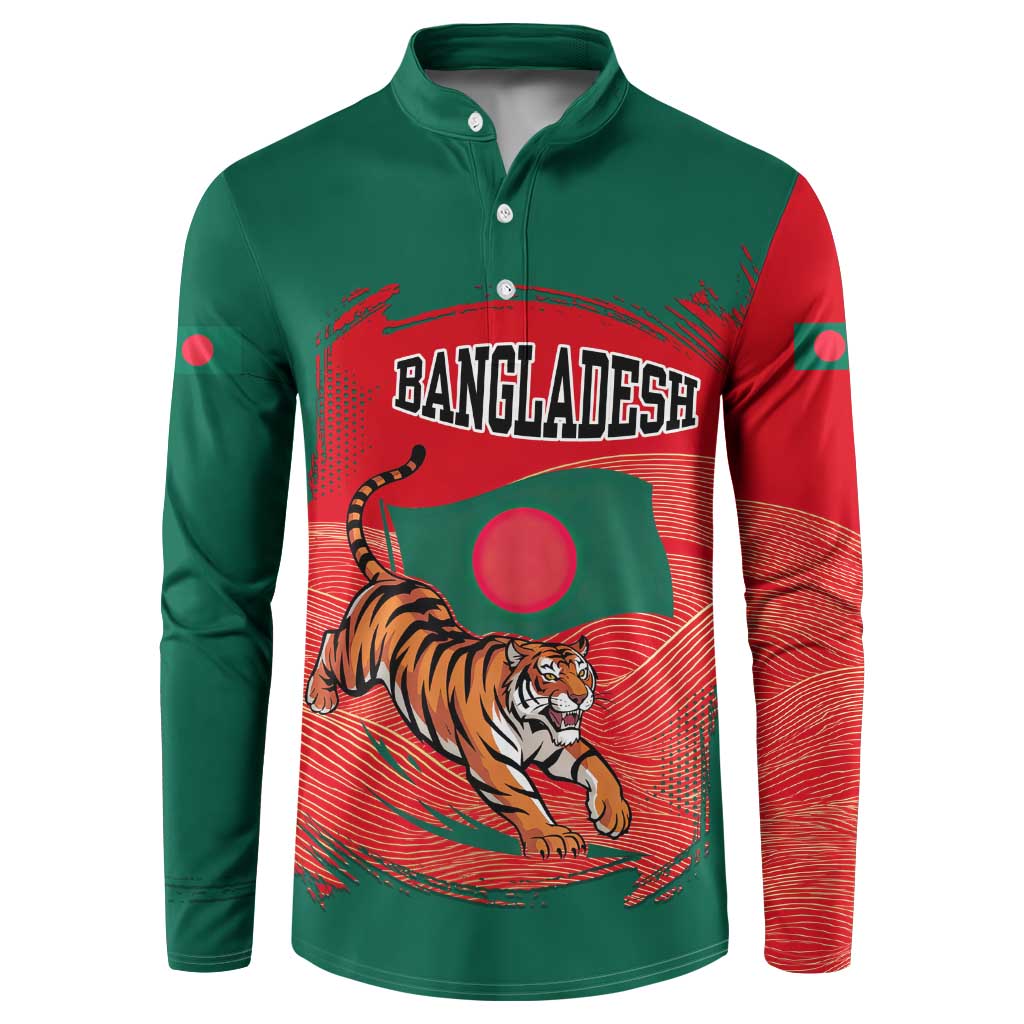 Bangladesh Flag Button Sweatshirt with Royal Bengal Tiger Design