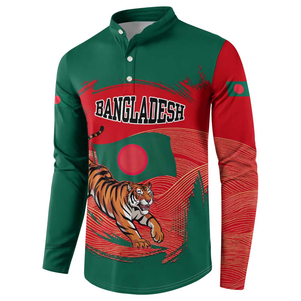Bangladesh Flag Button Sweatshirt with Royal Bengal Tiger Design