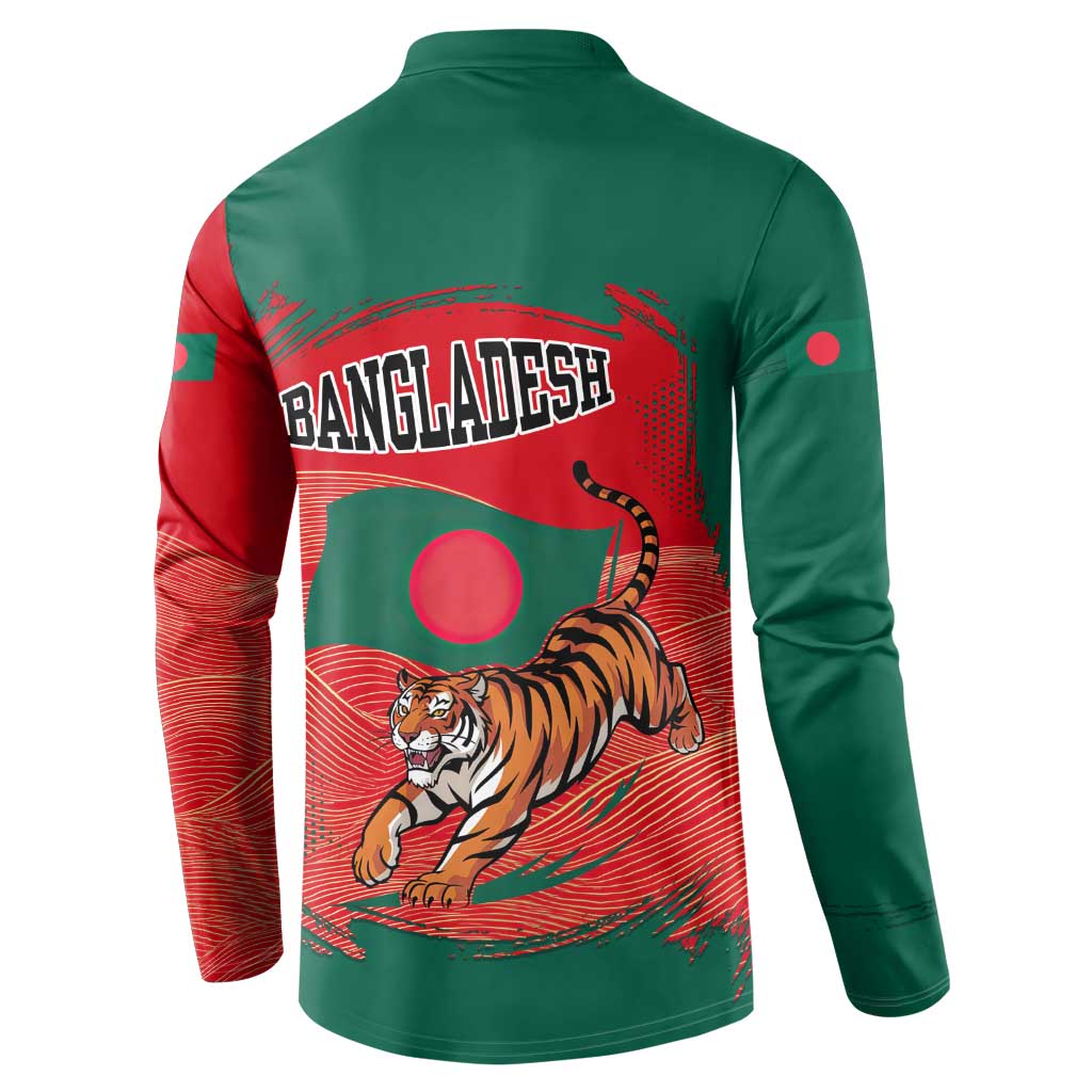Bangladesh Flag Button Sweatshirt with Royal Bengal Tiger Design