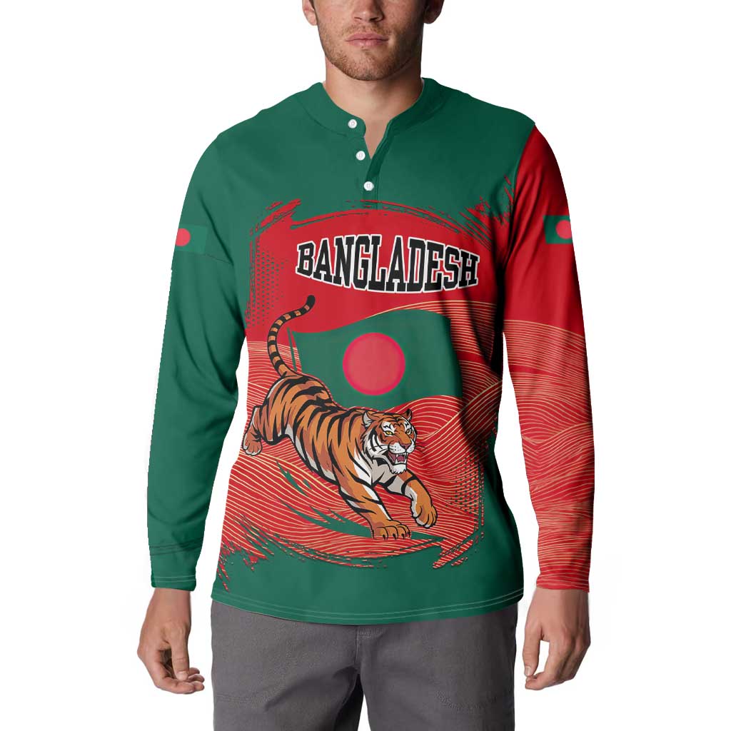 Bangladesh Flag Button Sweatshirt with Royal Bengal Tiger Design