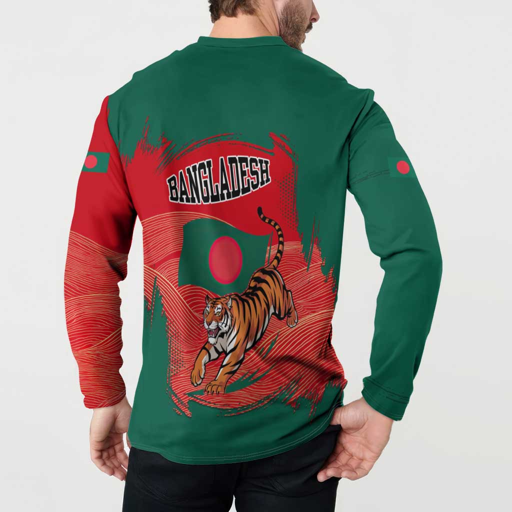 Bangladesh Flag Button Sweatshirt with Royal Bengal Tiger Design