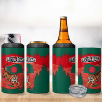 Bangladesh Flag 4 in 1 Can Cooler Tumbler with Royal Bengal Tiger Design