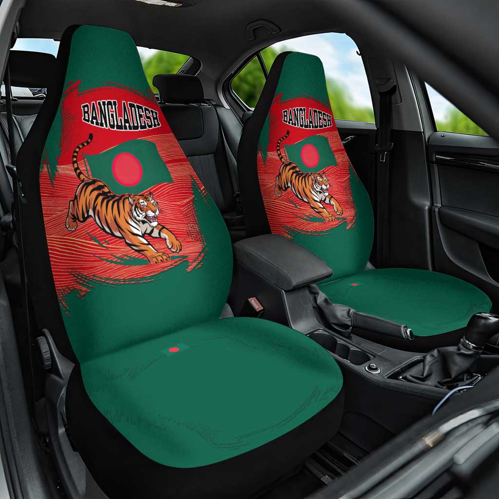 Bangladesh Flag Car Seat Cover with Royal Bengal Tiger Design