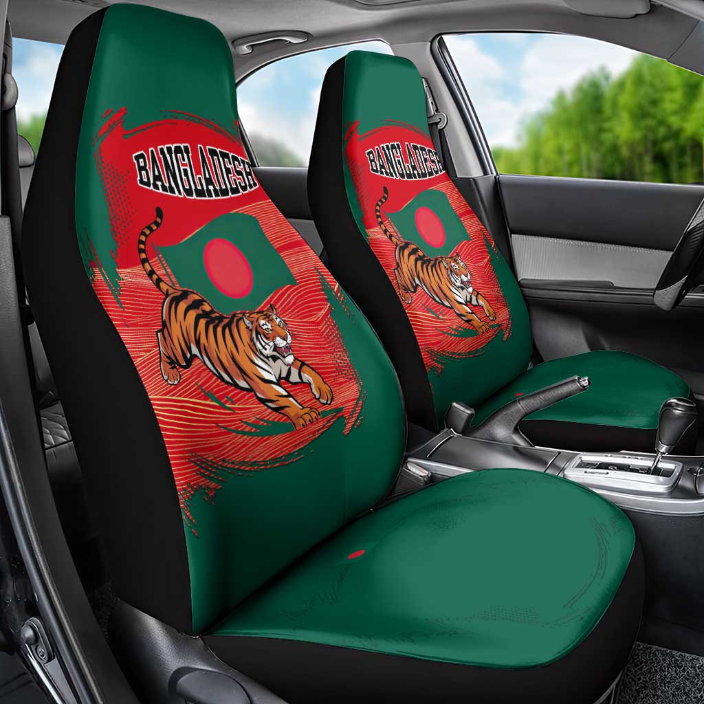 Bangladesh Flag Car Seat Cover with Royal Bengal Tiger Design