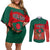 Bangladesh Flag Couples Matching Off Shoulder Short Dress and Long Sleeve Button Shirt with Royal Bengal Tiger Design