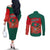 Bangladesh Flag Couples Matching Off The Shoulder Long Sleeve Dress and Long Sleeve Button Shirt with Royal Bengal Tiger Design