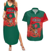 Bangladesh Flag Couples Matching Summer Maxi Dress and Hawaiian Shirt with Royal Bengal Tiger Design