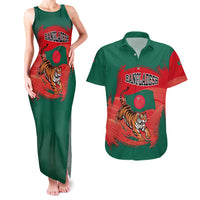 Bangladesh Flag Couples Matching Tank Maxi Dress and Hawaiian Shirt with Royal Bengal Tiger Design