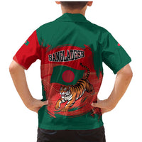 Bangladesh Flag Family Matching Mermaid Dress and Hawaiian Shirt with Royal Bengal Tiger Design