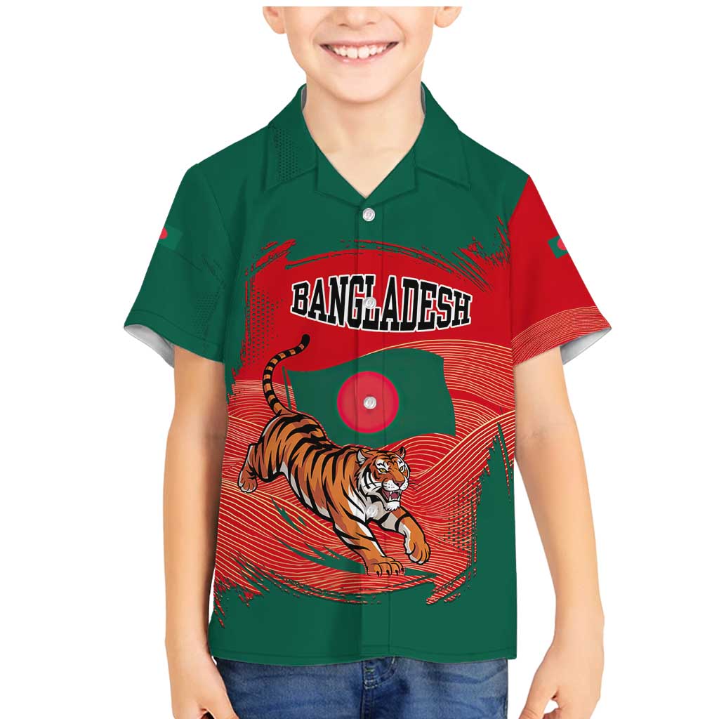 Bangladesh Flag Family Matching Mermaid Dress and Hawaiian Shirt with Royal Bengal Tiger Design