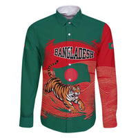 Bangladesh Flag Family Matching Off Shoulder Short Dress and Hawaiian Shirt with Royal Bengal Tiger Design