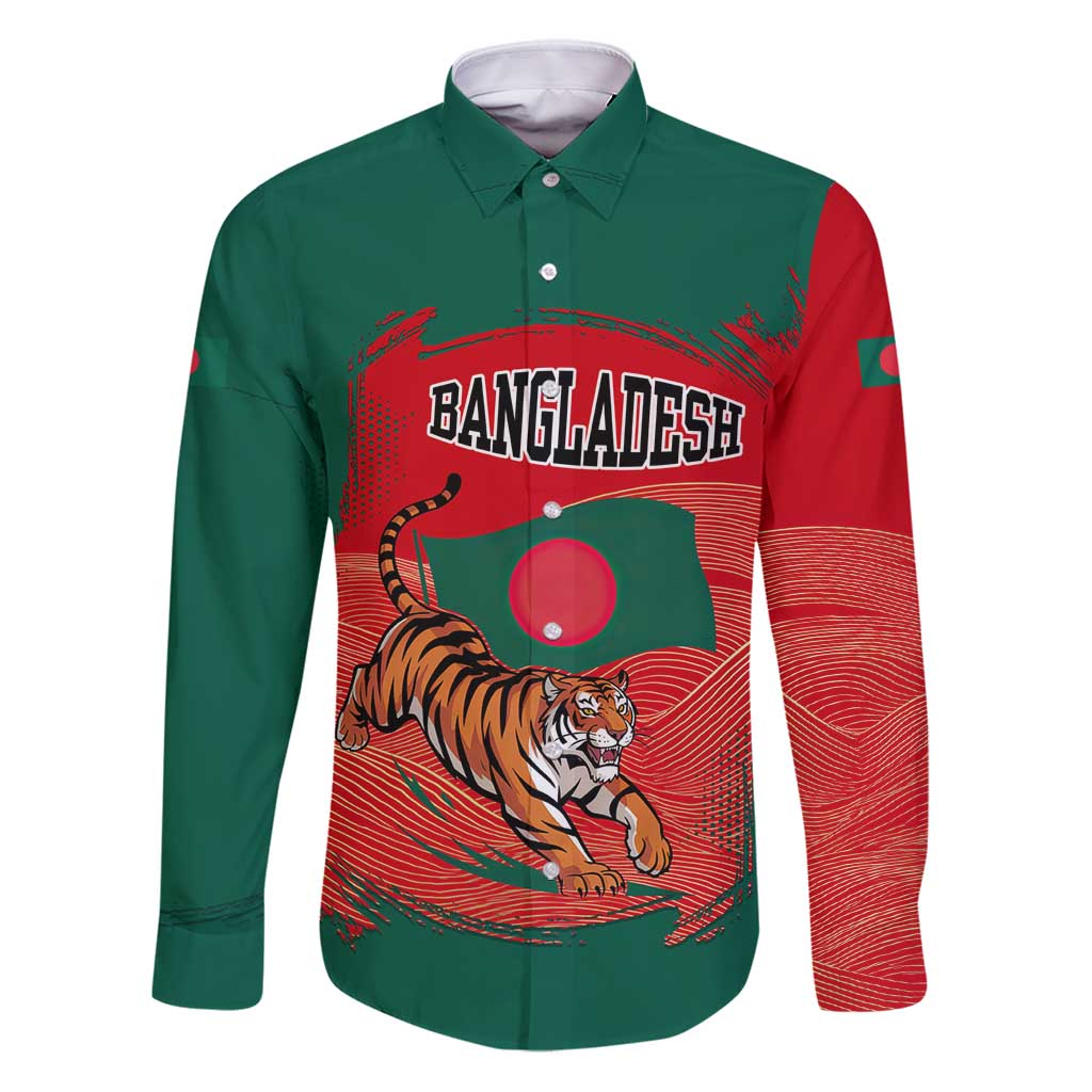Bangladesh Flag Family Matching Puletasi and Hawaiian Shirt with Royal Bengal Tiger Design