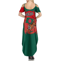 Bangladesh Flag Family Matching Summer Maxi Dress and Hawaiian Shirt with Royal Bengal Tiger Design