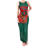 Bangladesh Flag Family Matching Tank Maxi Dress and Hawaiian Shirt with Royal Bengal Tiger Design