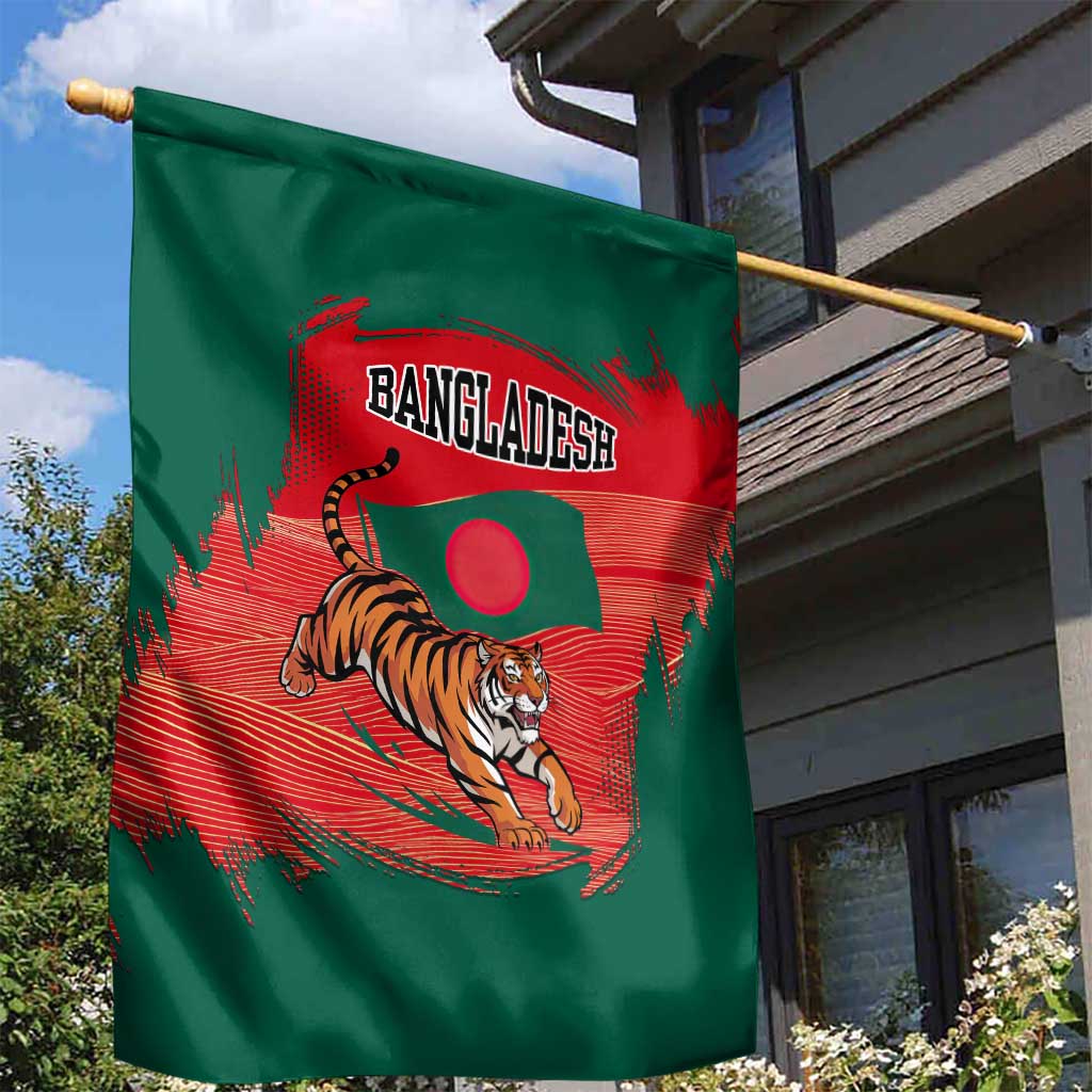 Bangladesh Flag Garden Flag with Royal Bengal Tiger Design