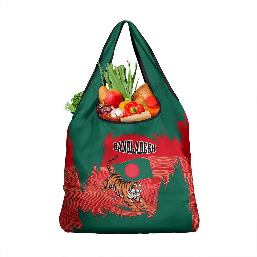 Bangladesh Flag Grocery Bag with Royal Bengal Tiger Design