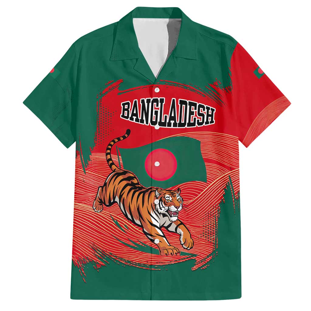Bangladesh Flag Hawaiian Shirt with Royal Bengal Tiger Design