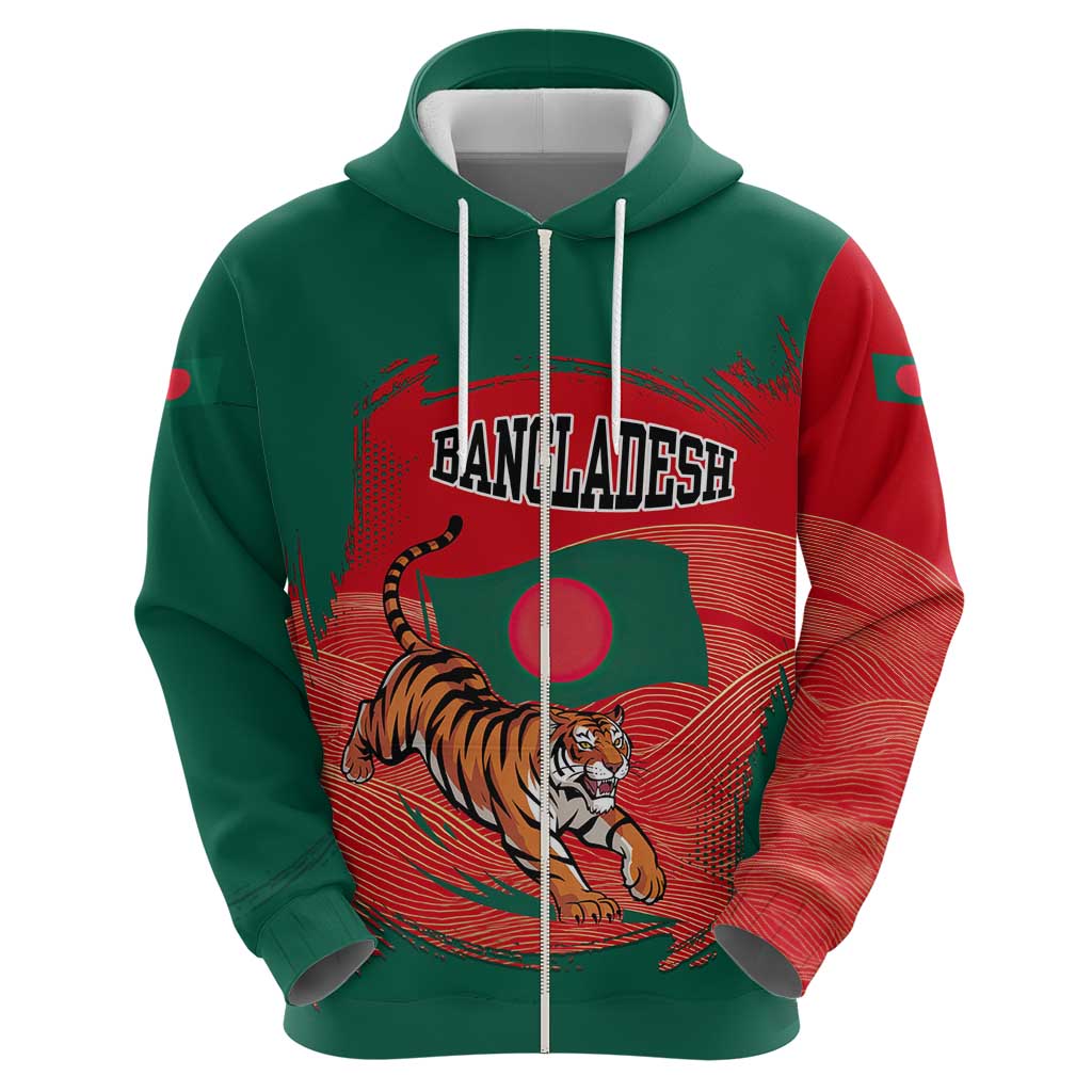Bangladesh Flag Hoodie with Royal Bengal Tiger Design