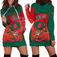 Bangladesh Flag Hoodie Dress with Royal Bengal Tiger Design