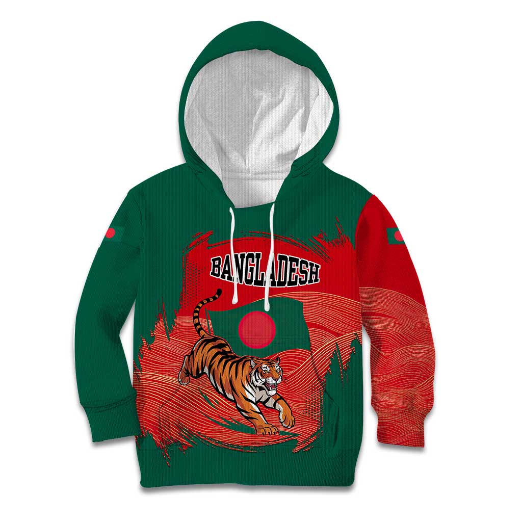 Bangladesh Flag Kid Hoodie with Royal Bengal Tiger Design