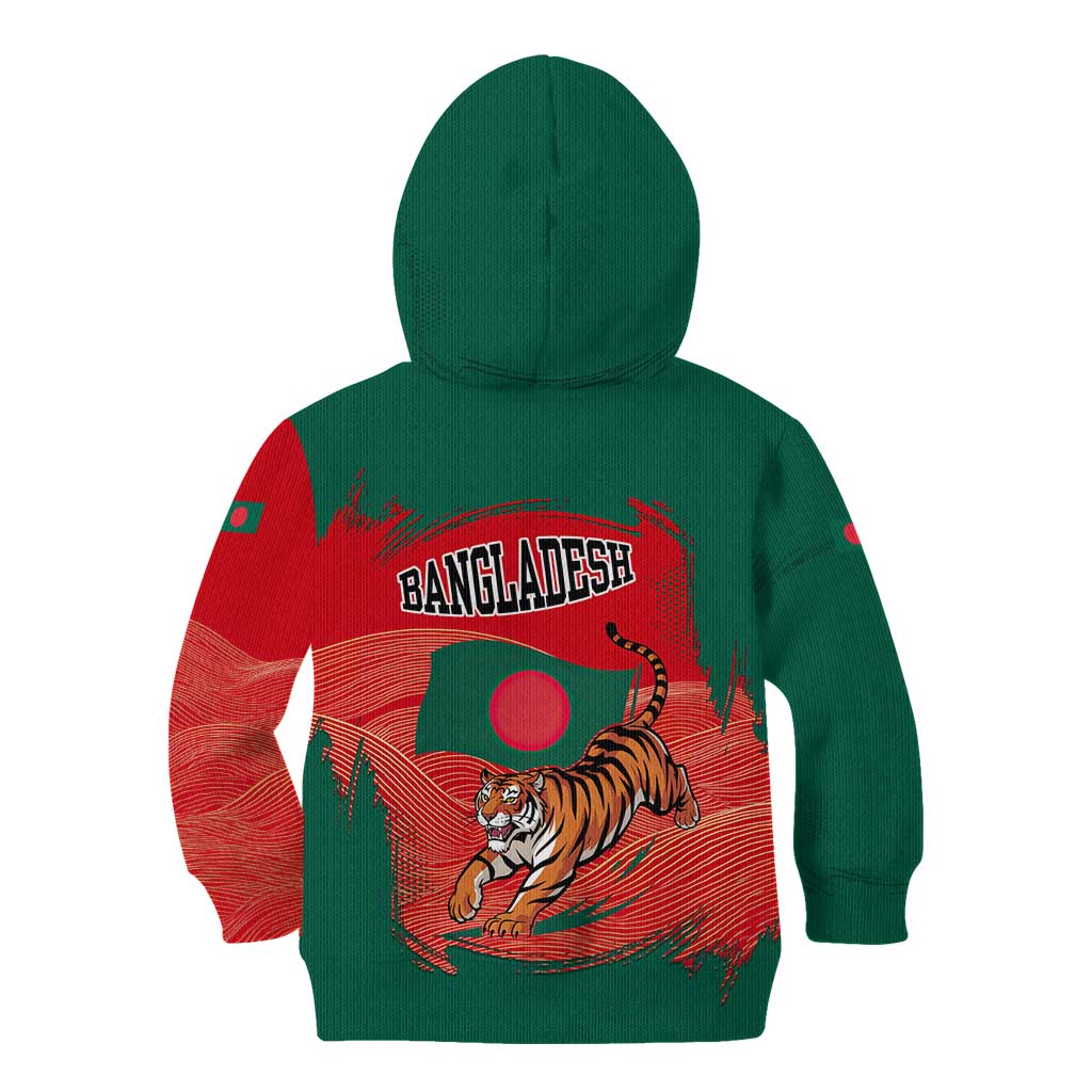 Bangladesh Flag Kid Hoodie with Royal Bengal Tiger Design