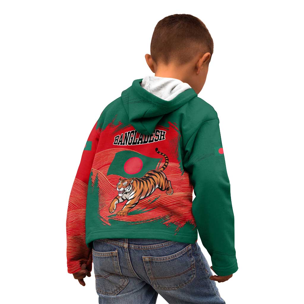 Bangladesh Flag Kid Hoodie with Royal Bengal Tiger Design